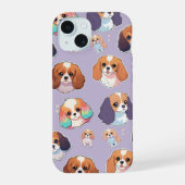 Schattige Cavalier King Charles Pastel Pattern iPhone 15 Hoesje (Achterkant)