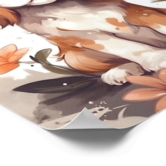 Schattige Cavalier King Charles Spaniel Leuke Hond Poster (Hoek)