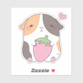 Schattige cavia en aardbei doodle sticker