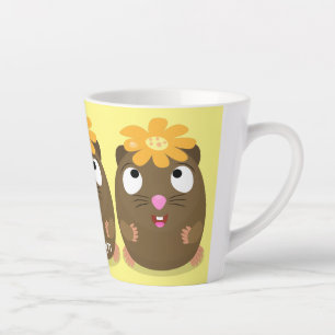 Schattige cavia gelukkige cartoon illustratie latte mok