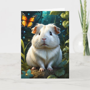 Schattige cavia in bos met vlinder blanco kaart