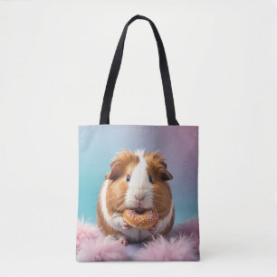 Schattige cavia met donut pastelverloop draagtas