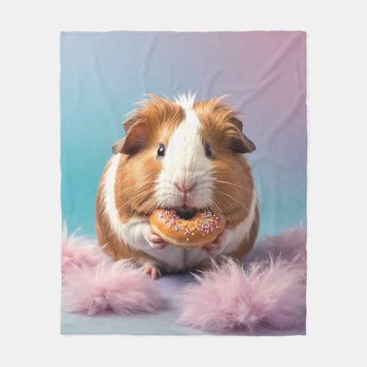 Schattige cavia met donut pastelverloop fleece deken (Voorkant)