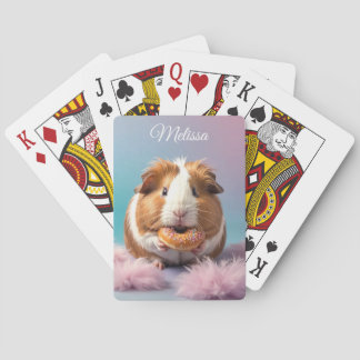 Schattige cavia met donut pastelverloop pokerkaarten