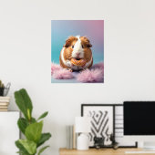 Schattige cavia met donut pastelverloop poster (Thuiskantoor)