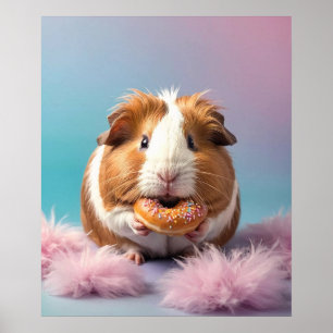 Schattige cavia met donut pastelverloop poster
