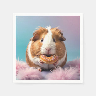 Schattige cavia met donut pastelverloop servet