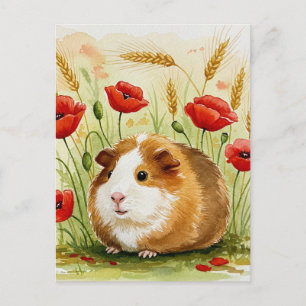 Schattige cavia poppy flowers Briefkaart