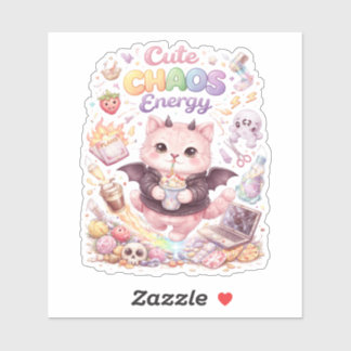 Schattige Chaos Energie Cartoon Op-maat Vinyl Stic Sticker