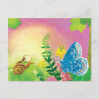 Schattige Chapman's Blue Butterfly & Ant & Snail M Briefkaart