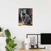Schattige Chartreux Cat Art Print Poster (Thuiskantoor)