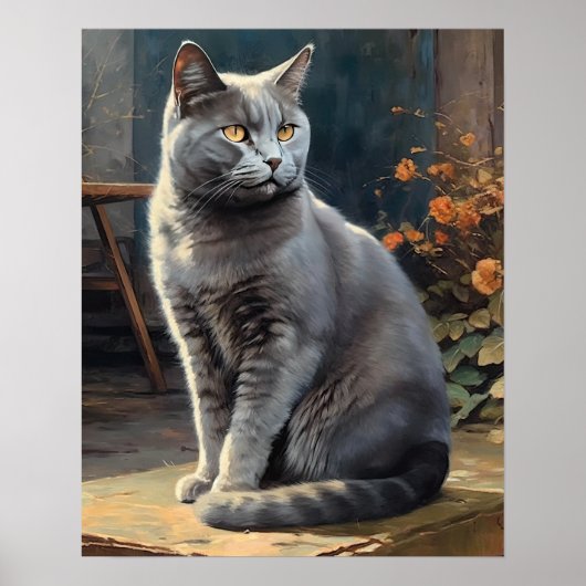 Schattige Chartreux Cat Art Print Poster (Voorkant)