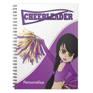 Schattige cheerleader meisje DIY-naam Paars Notitieboek