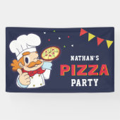 Schattige Chef Kinder Pizza Verjaardagsfeestje Spandoek (Horizontaal)