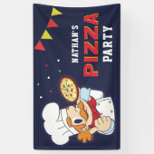 Schattige Chef Kinder Pizza Verjaardagsfeestje Spandoek (Verticaal)