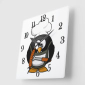 Schattige Chef Penguin (Aanpasbaar) - Square Clock Vierkante Klok (Hoek)