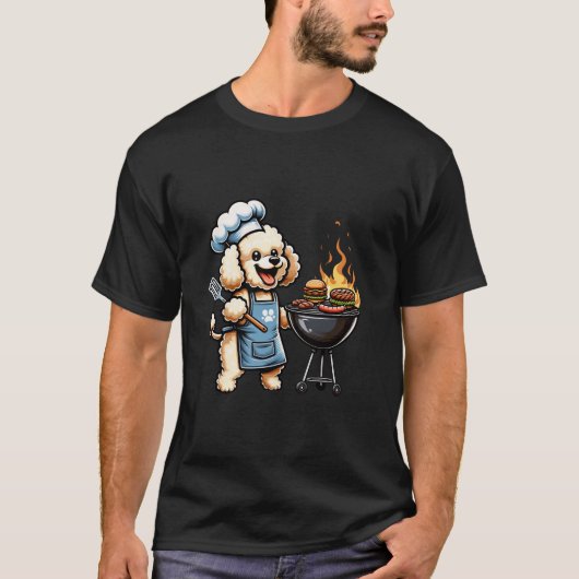 Schattige Chef Poodle Dog BBQ Grill Puppy Lover Ba T-shirt (Voorkant)