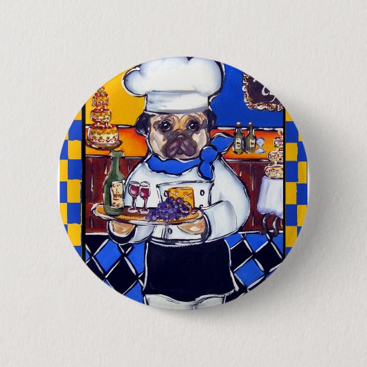 Schattige Chef Pug Ronde Button 5,7 Cm (Voorkant)