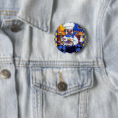 Schattige Chef Pug Ronde Button 5,7 Cm (In situ)