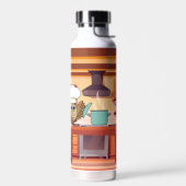 Schattige Chef Uil Koken in Keuken Waterfles (Links)