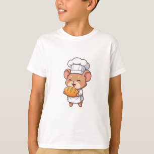 Schattige chefmuis met verse broodjes voor kindere t-shirt