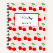 Schattige Cherry Pattern gepersonaliseerd script Notitieboek (Voorkant)