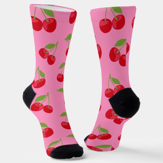 Schattige Cherry Pattern op Roze Sokken (Gebogen)