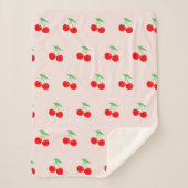 Schattige Cherry Pattern Rood & Roze | Cadeau Sherpa Deken (Voorkant)