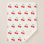 Schattige Cherry Pattern Rood & Wit | Cadeau Sherpa Deken (Voorkant)