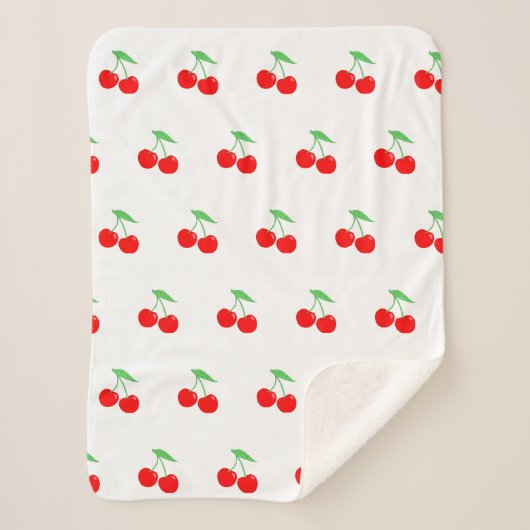 Schattige Cherry Pattern Rood & Wit | Cadeau Sherpa Deken (Voorkant)