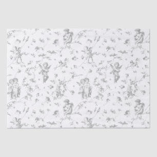 Schattige Cherub Cupid Angels Grijs Bloemen Toile Tissuepapier