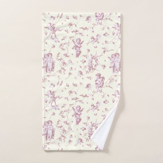 Schattige Cherub Cupido Angels Roze Bloemen Toile Bad Handdoek (Handdoek)