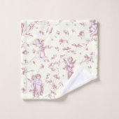 Schattige Cherub Cupido Angels Roze Bloemen Toile Bad Handdoek (Wasdoekje)