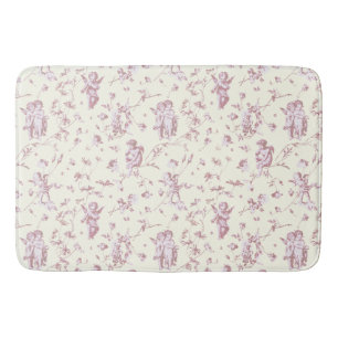 Schattige  Cherub Cupido Angels Roze Bloemen Toile Badmat