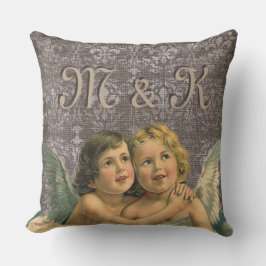 Schattige  Cherubs Angel Pair Victoriaans Wing Buitenkussen