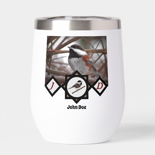 Schattige Chestnut Backed Chickadee Monogram Foto (Achterkant)