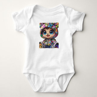 Schattige Chibi Beer in Graffiti Vlinder Hoodie –  Romper