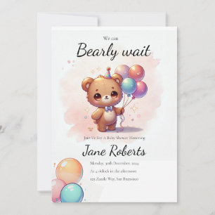 Schattige Chibi Beer We Can Bearly Wait Uitnodigin Kaart