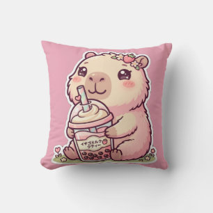 Schattige Chibi Capybara Aardbei Boba Melk Thee Ka Kussen