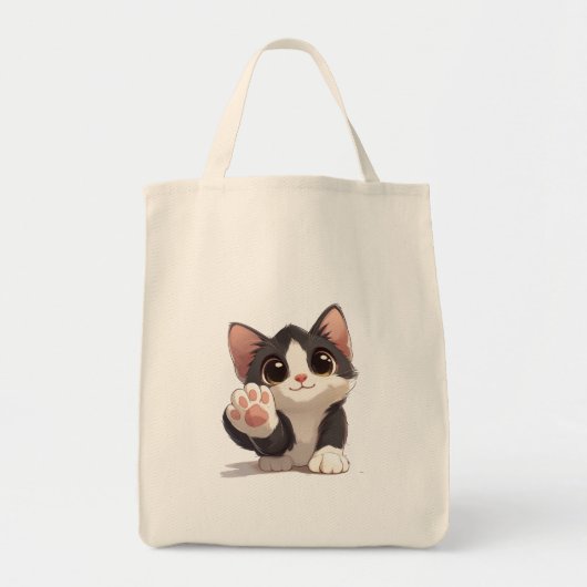 Schattige Chibi Cat Reaching Out – Schattigee Cart Tote Bag (Voorkant)