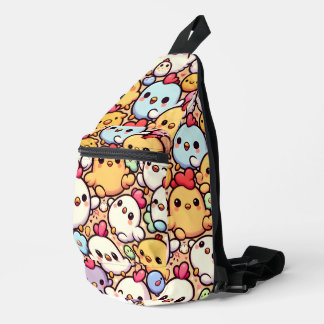 Schattige Chibi Chicken Pattern Design Sling Bag