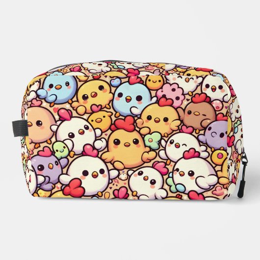 Schattige Chibi Chicken Pattern Design Toilettasje (Voorkant)