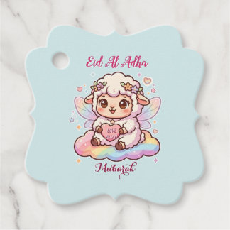 Schattige Chibi Fee Schaap Regenboog Eid Adha Muba Bedankjes Labels