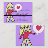 Schattige Chibi hart - geel haar Visitekaartje (Voorkant / Achterkant)