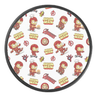 Schattige Chibi Iron Man Naadloos Patroon - Superh Hockey Puck