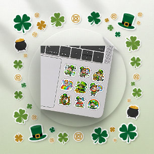 Schattige Chibi Leprechaun Lucky Shamrock Set Sticker