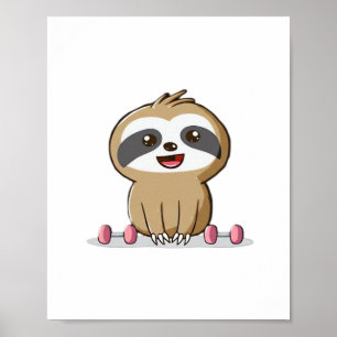Schattige Chibi Luiaard Workout � Grappig Kawaii G Poster
