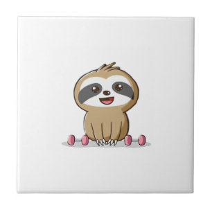 Schattige Chibi Luiaard Workout � Grappig Kawaii G Tegeltje