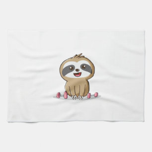 Schattige Chibi Luiaard Workout � Grappig Kawaii G Theedoek