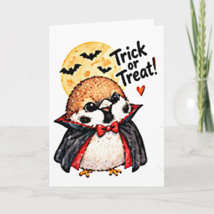 Schattige Chibi Mus Dracula Vogel Halloween Kaart